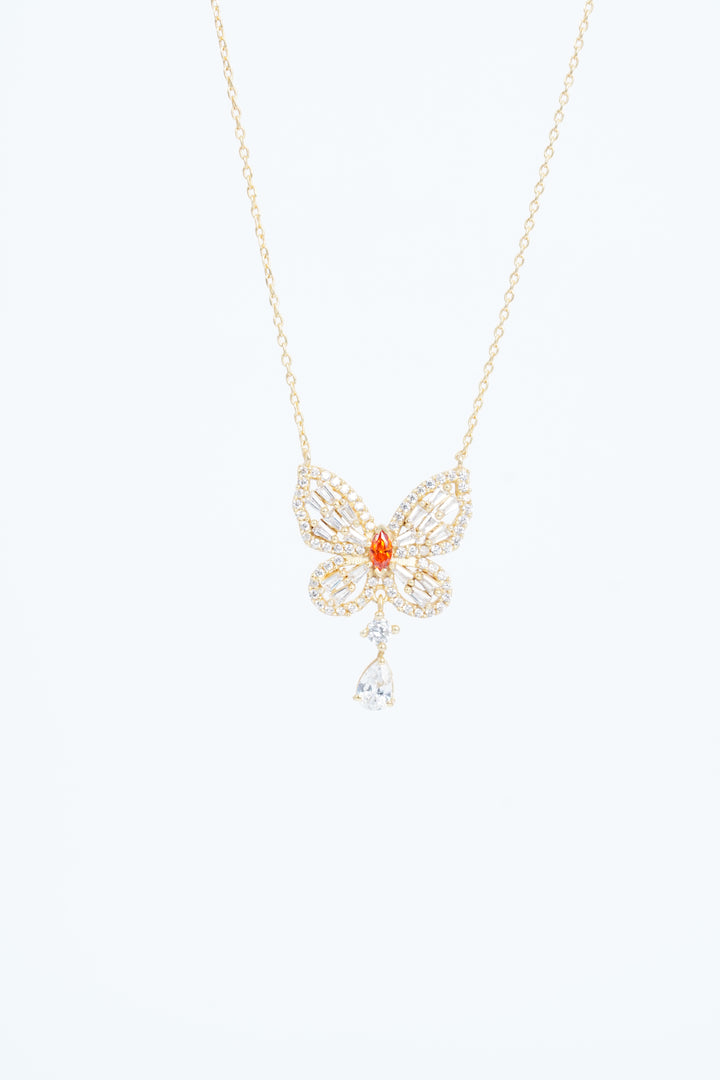 925  CRYSTAL GOLD PLATED BUTTERFLY CHAIN