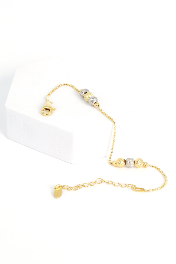 925 GOLD PLATED BEADS AND BALL BRACELET