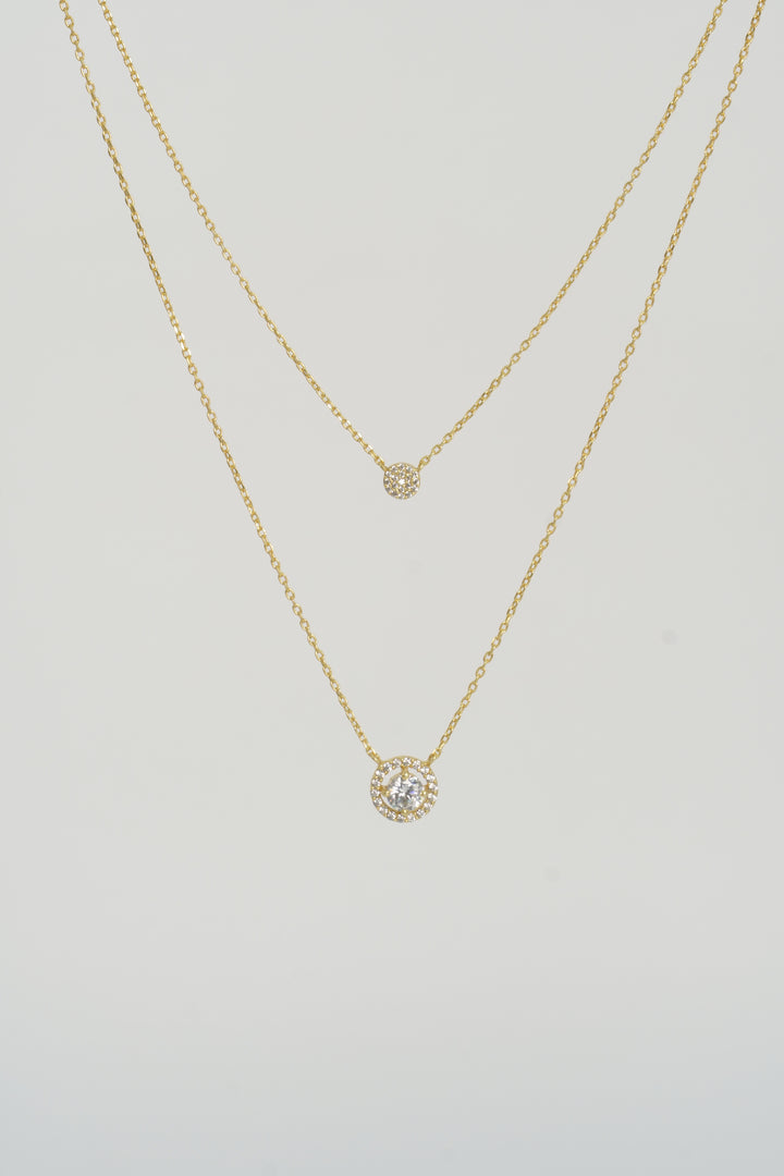 925 GOLD PLATED DOUBLE LAYERED WITH SINGLE STONE CHAIN