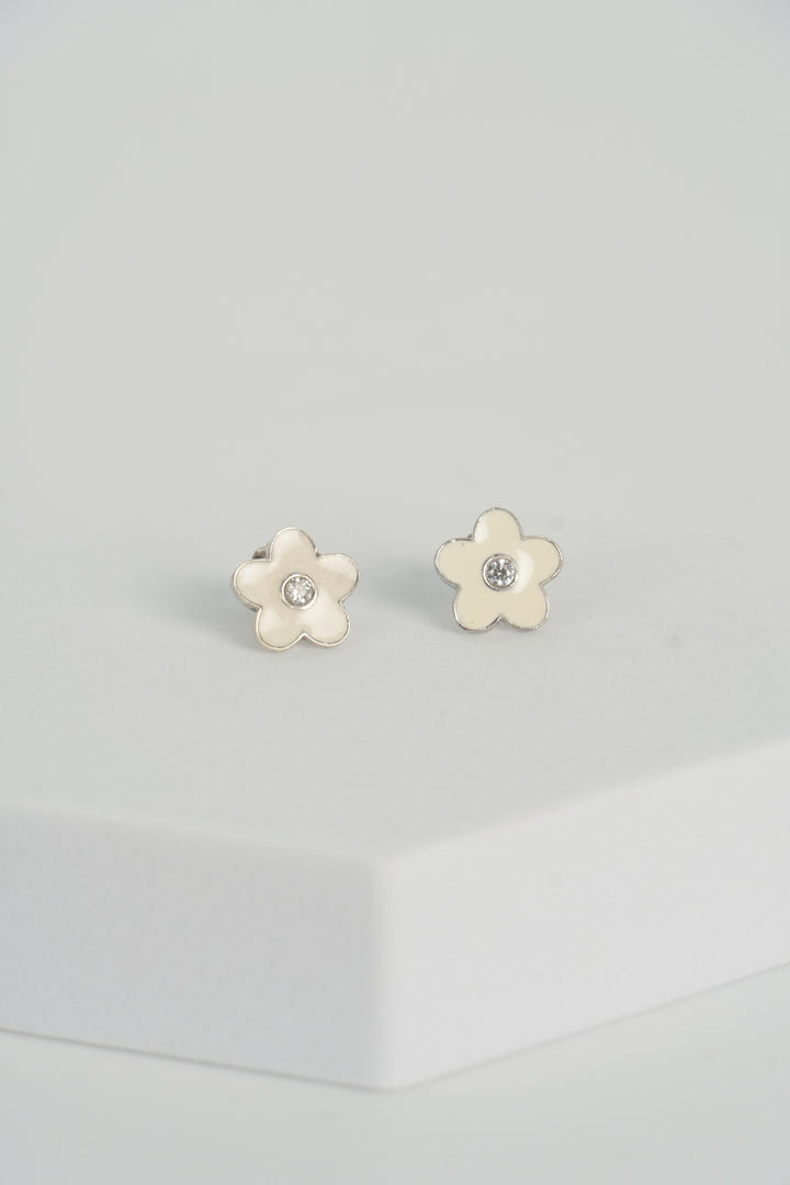 925 RHODIUM PLATED FLOWER VERSATILE STUD EARRINGS