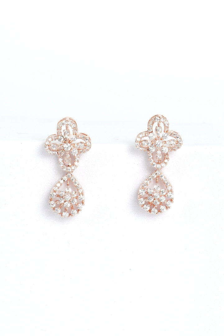 925 ROSE GOLD PLATED CUBIC ZIRCONIA EARRINGS