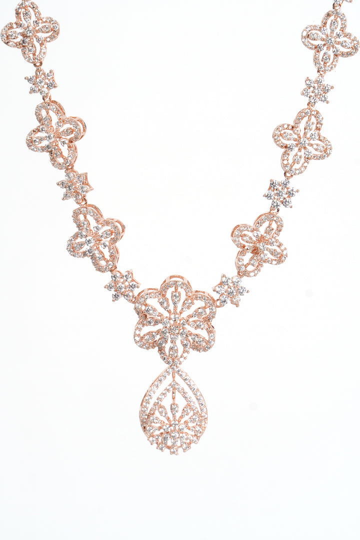 925 ROSE GOLD PLATED CUBIC ZIRCONIA NECKLACE