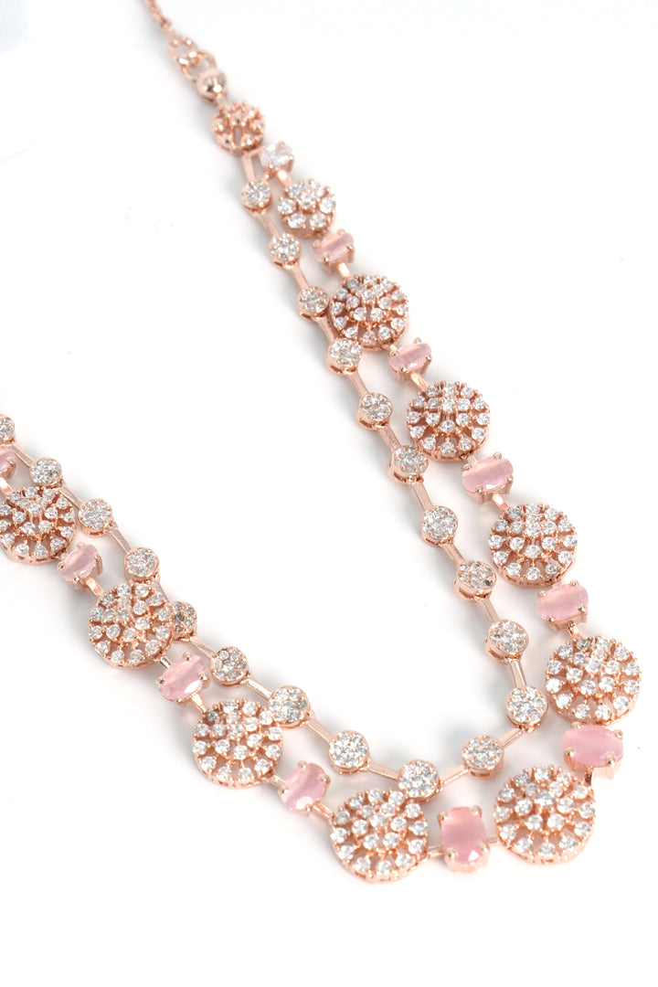 925 ROSE GOLD PLATED CZ STONE CHAIN