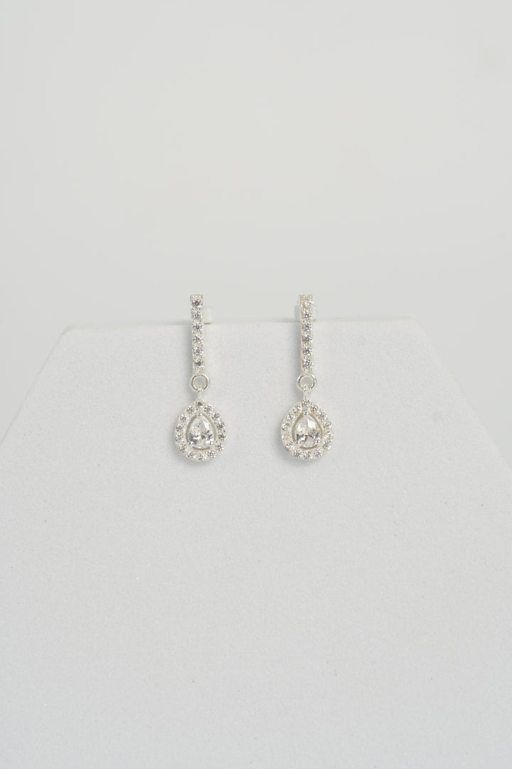 925 SILVER CZ STONE PEAR EARRINGS