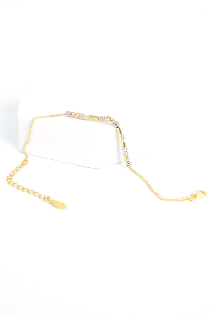 925 SILVER GOLD PLATED BEADS BRACELET