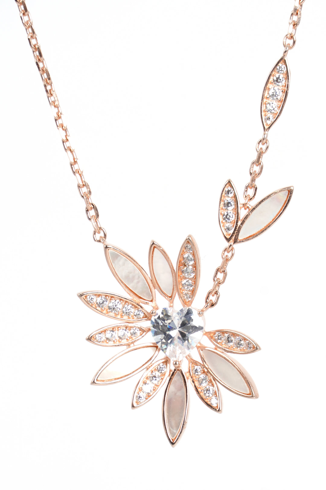 925 SILVER SUN FLOWER PENDENT WITH ROSE GOLD CHAIN