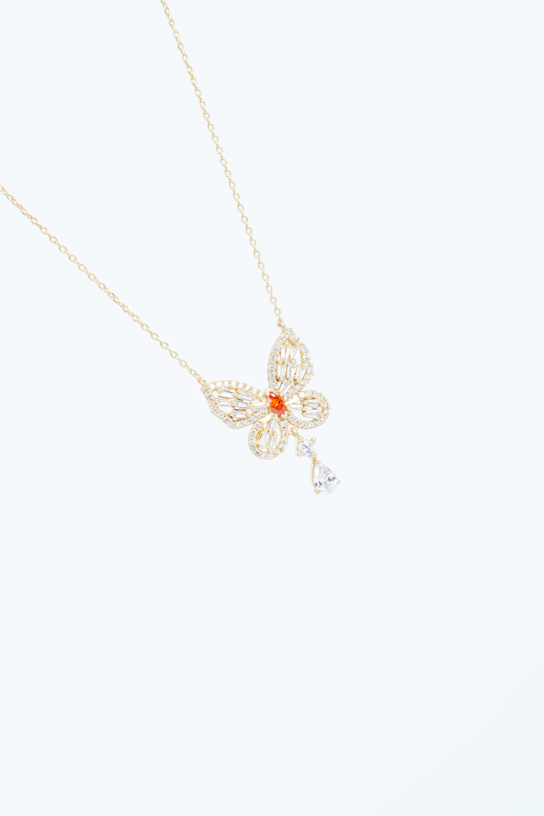 925  CRYSTAL GOLD PLATED BUTTERFLY CHAIN