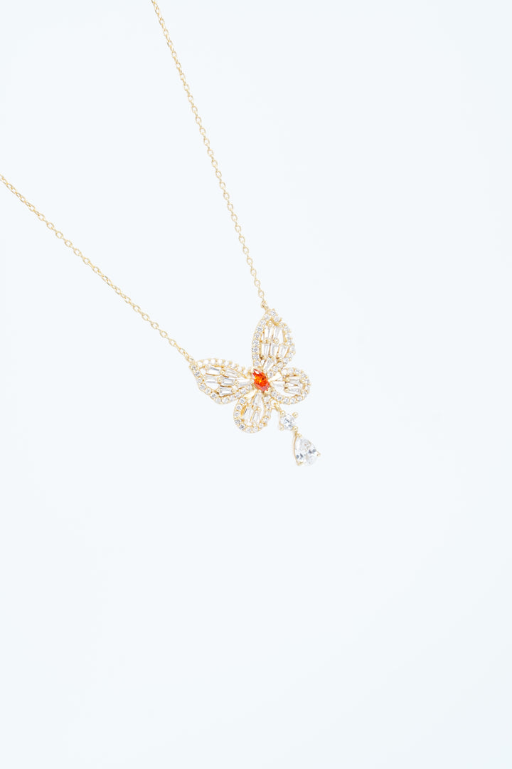 925  CRYSTAL GOLD PLATED BUTTERFLY CHAIN