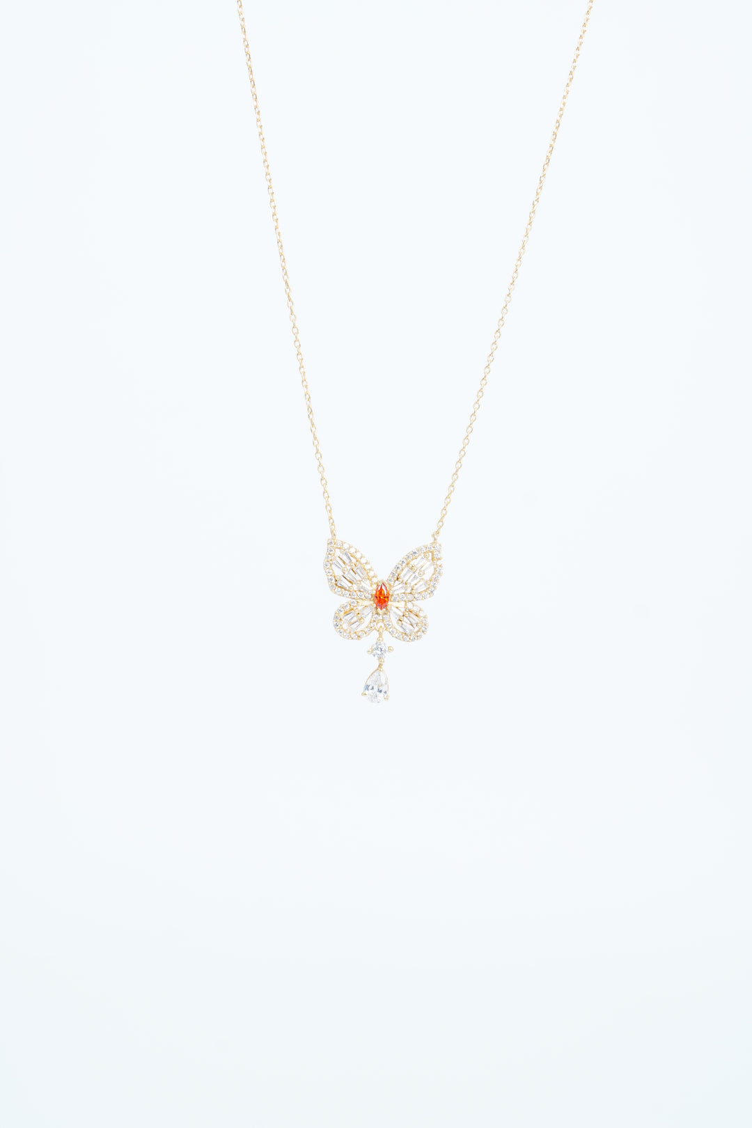 925  CRYSTAL GOLD PLATED BUTTERFLY CHAIN