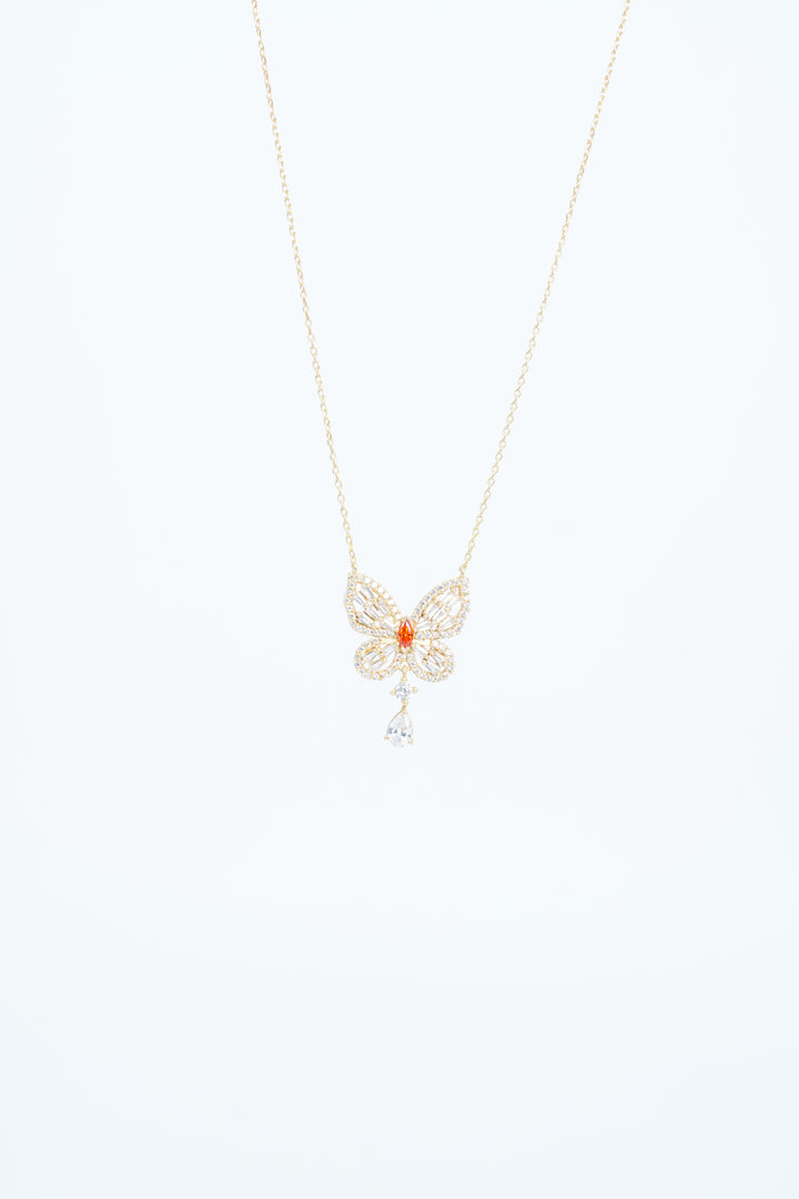 925  CRYSTAL GOLD PLATED BUTTERFLY CHAIN