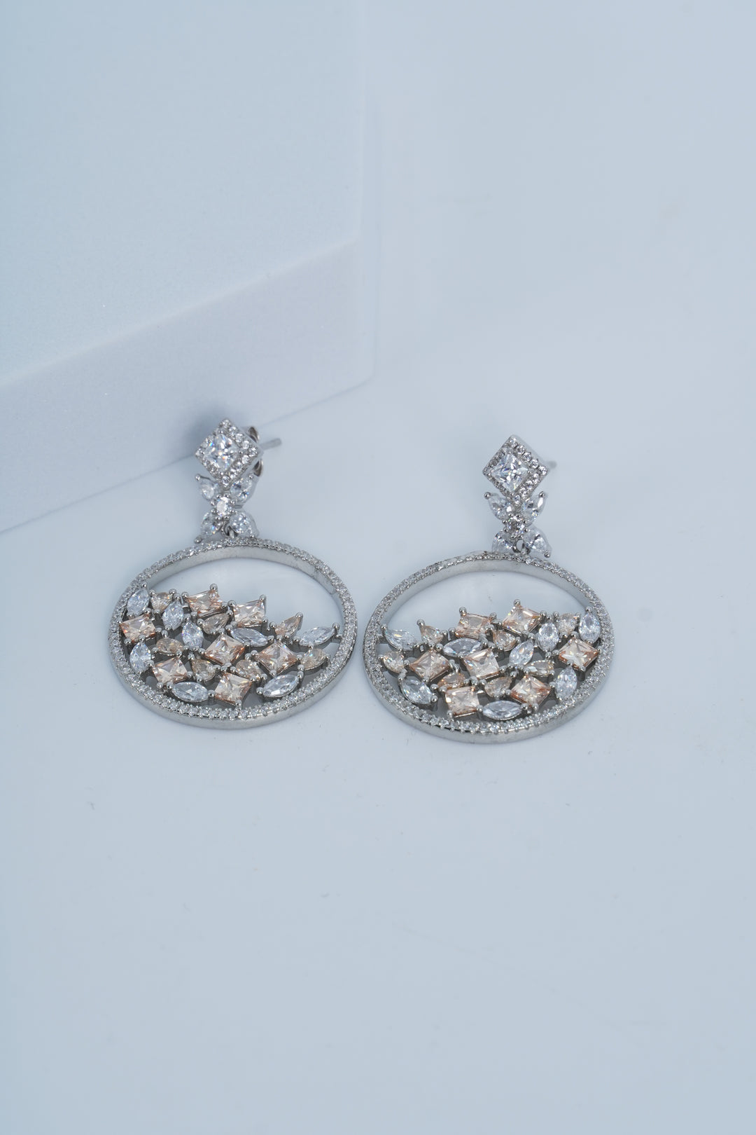 925 RHODIUM PLATED CRYSTAL DROP EARRINGS