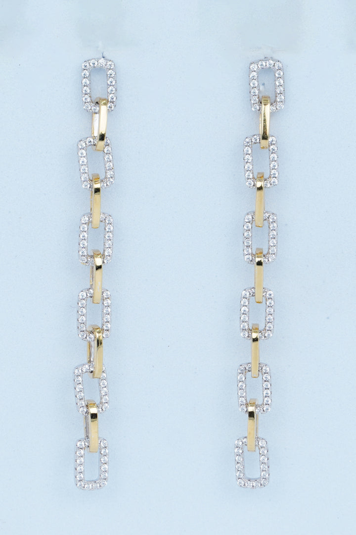 925 GOLD  AND RHODIUM PLATED DANGLE EARRINGS