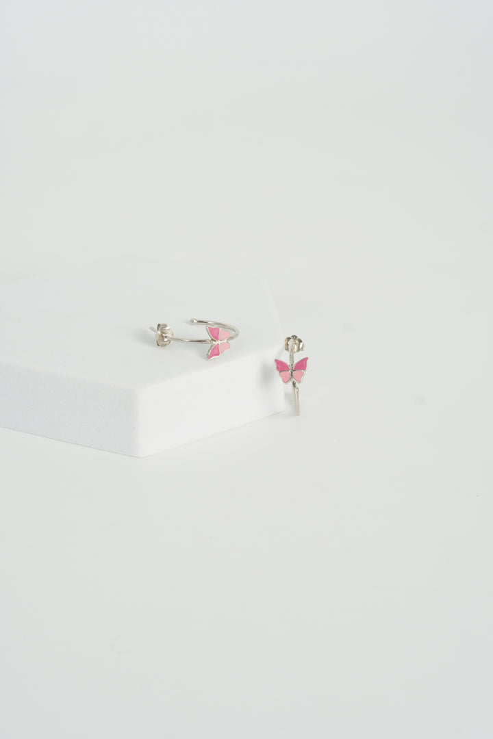 KOREAN STYLISH PINK BUTTERFLY DROP EARRINGS